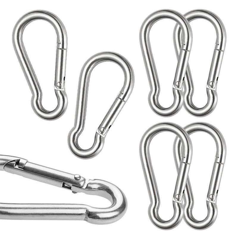 10Pcs Stainless Steel Carabiner Snap Hooks with Keychain for Camping