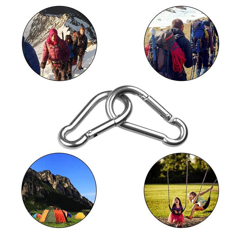10Pcs Stainless Steel Carabiner Snap Hooks with Keychain for Camping