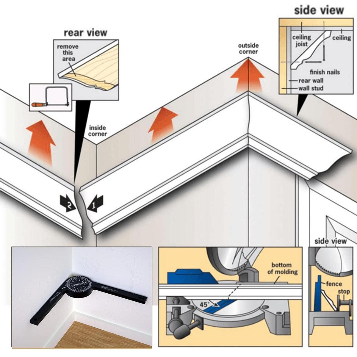 360 Degree Woodworking Protractor Angle Finder Positioning Tool Horizontal Gauge