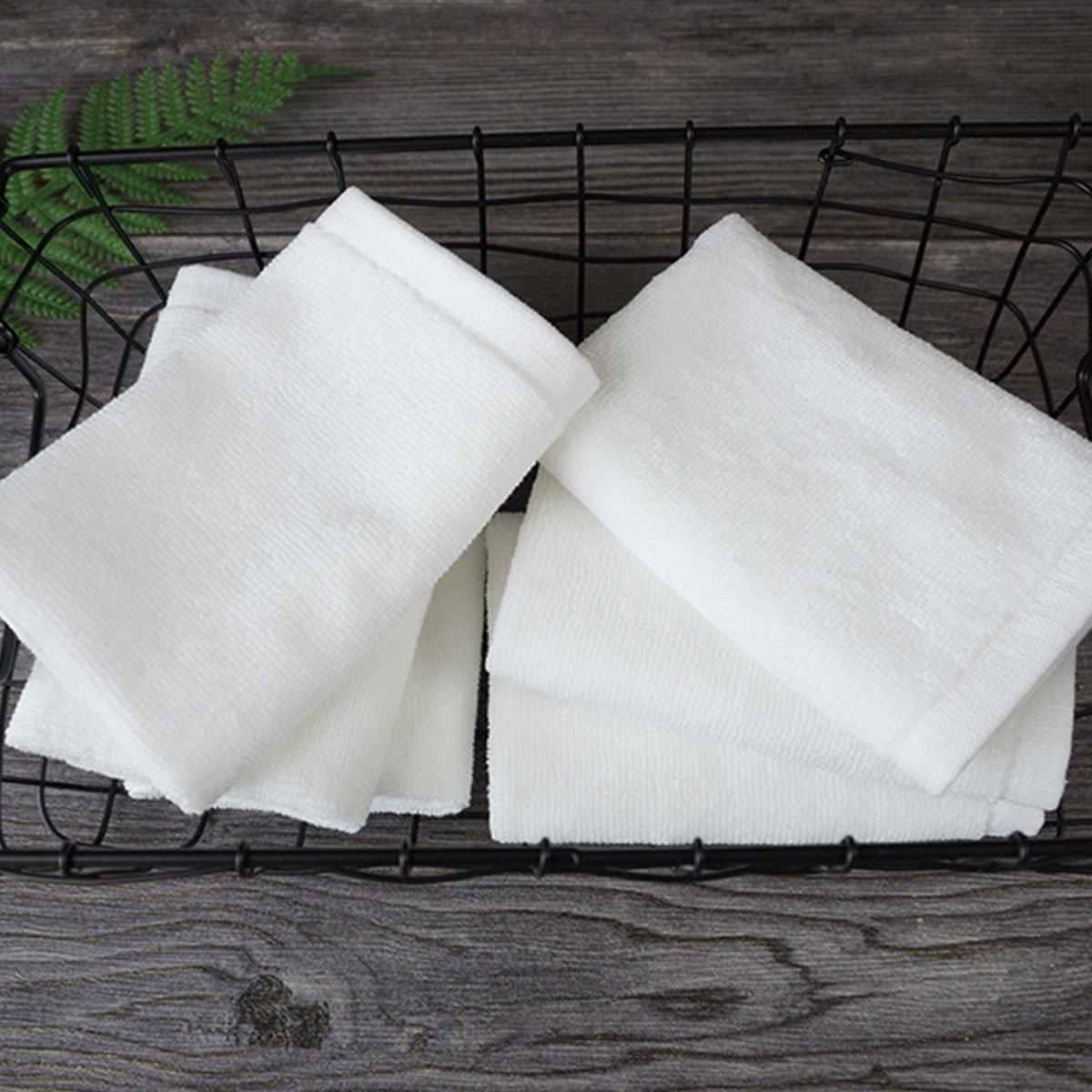 6PCS Hotel Cotton Face Towel White Soft Square Cloth Beauty Salon KTV Thick Wash - 32x32cm-Pearl satin-60g