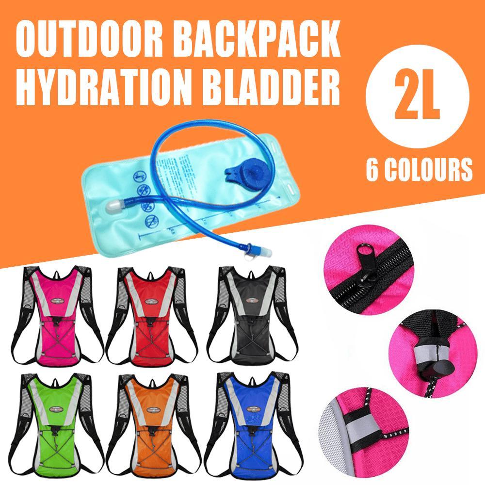 Hiking Camping Cycling Running Hydration Pack Backpack Bag + 2L Water Bladder Au - Green