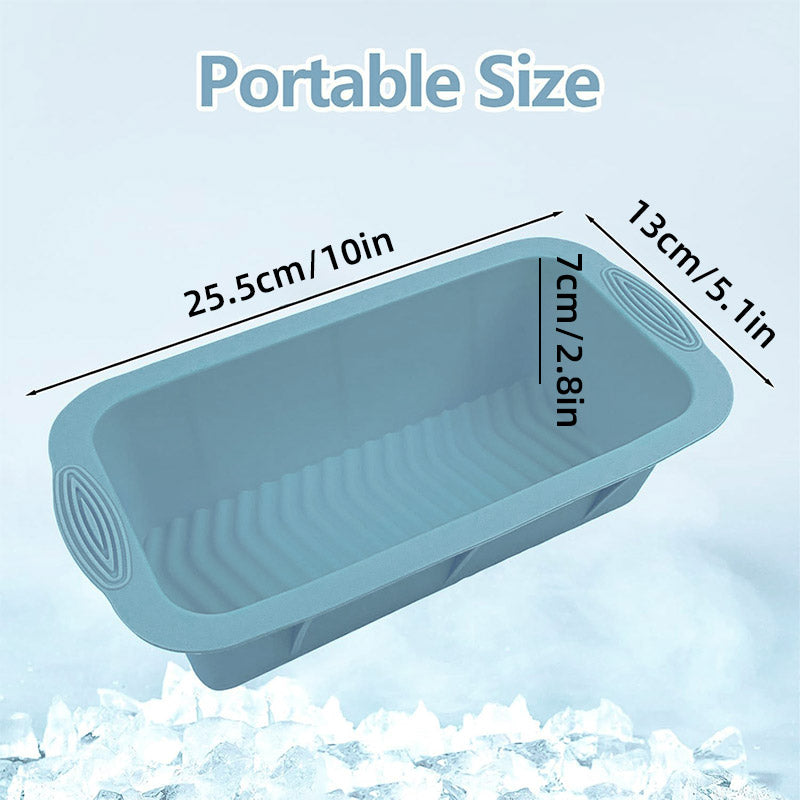 2pcs Large Capacity Ice Cube Tray Mold Rectangle Silicone Ice Grid Maker Kitchen - Grey