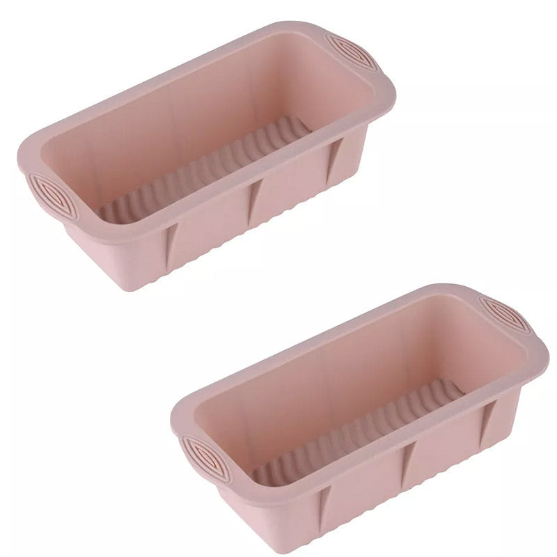 2pcs Large Capacity Ice Cube Tray Mold Rectangle Silicone Ice Grid Maker Kitchen - Pink
