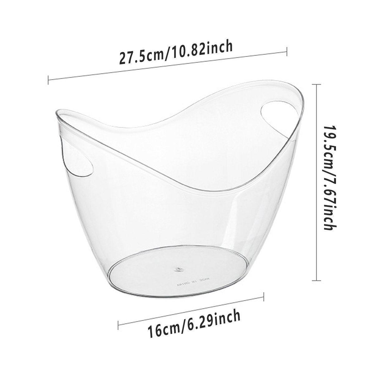 2PCS Transparent 3.5L Ice Bucket Large Capacity Wine Beer Cooler Picnic Basket