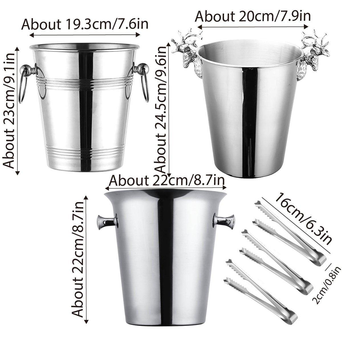 5L Stainless Steel Ice Bucket Champagne Wine Bucket Hotel Bar Ice Container - Circular Ring