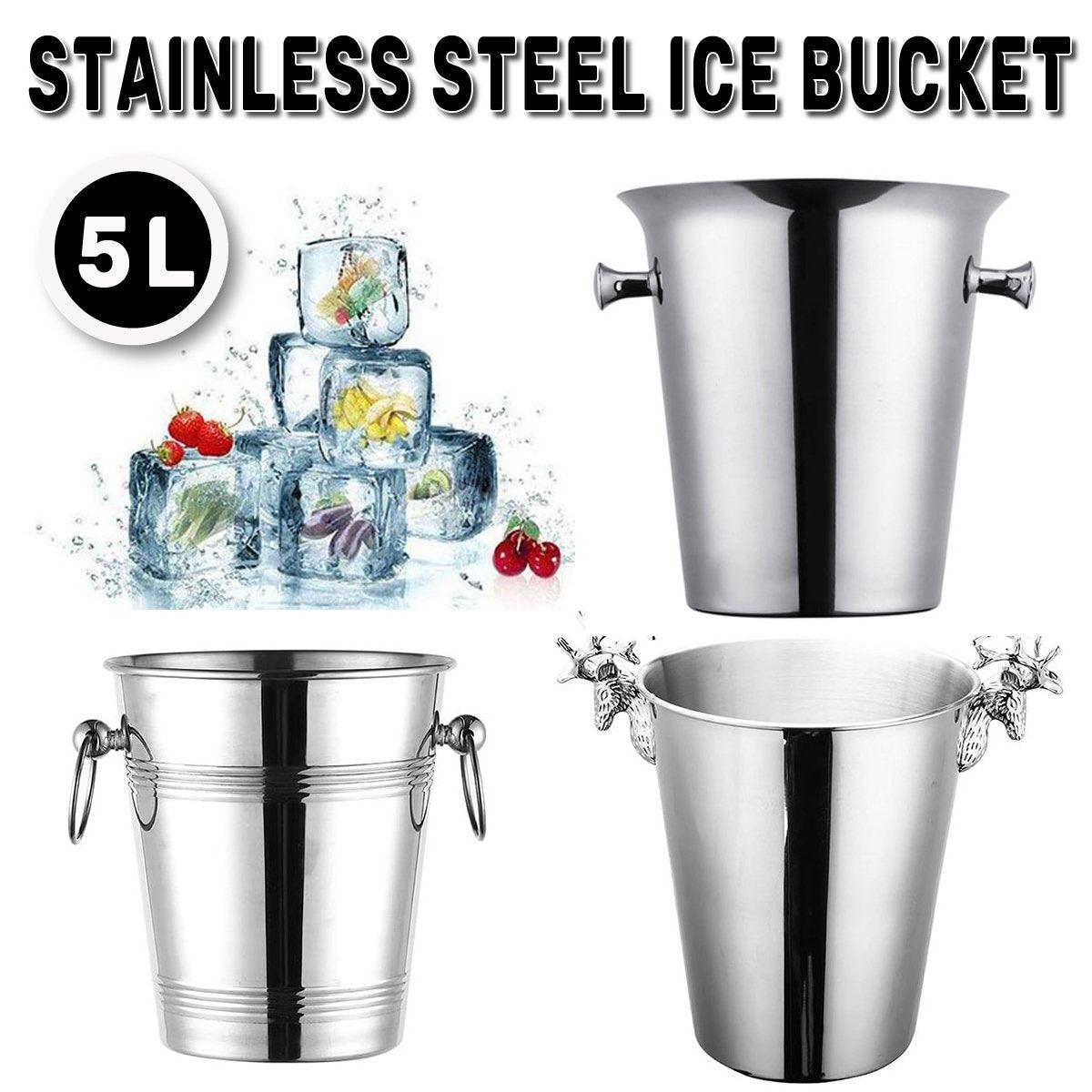 5L Stainless Steel Ice Bucket Champagne Wine Bucket Hotel Bar Ice Container - Moose