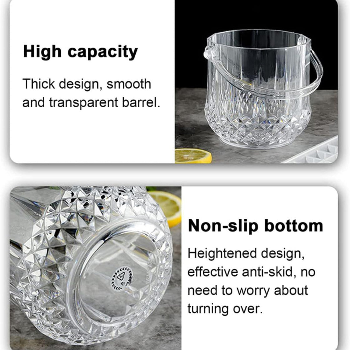 Acrylic Ice Bucket Transparent Champagne Cooler Home Bar Wine Chiller Bucket - Diamond