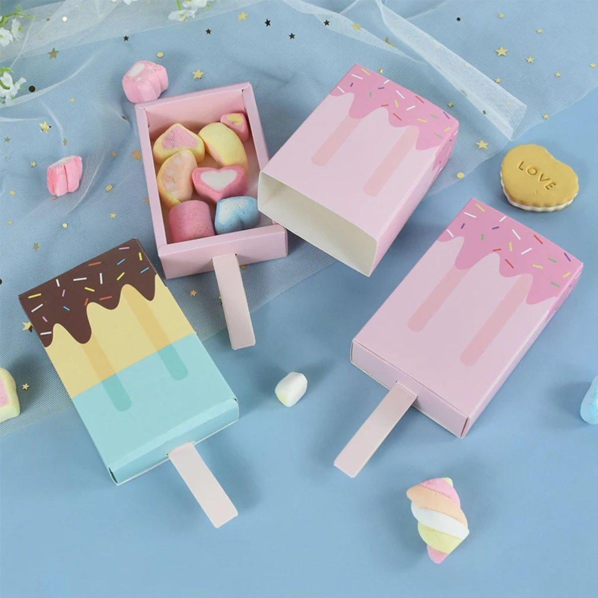 50PCS Creative Ice Cream Candy Gift Boxes Fruit Shaped Party Favor Packaging Box - Blue