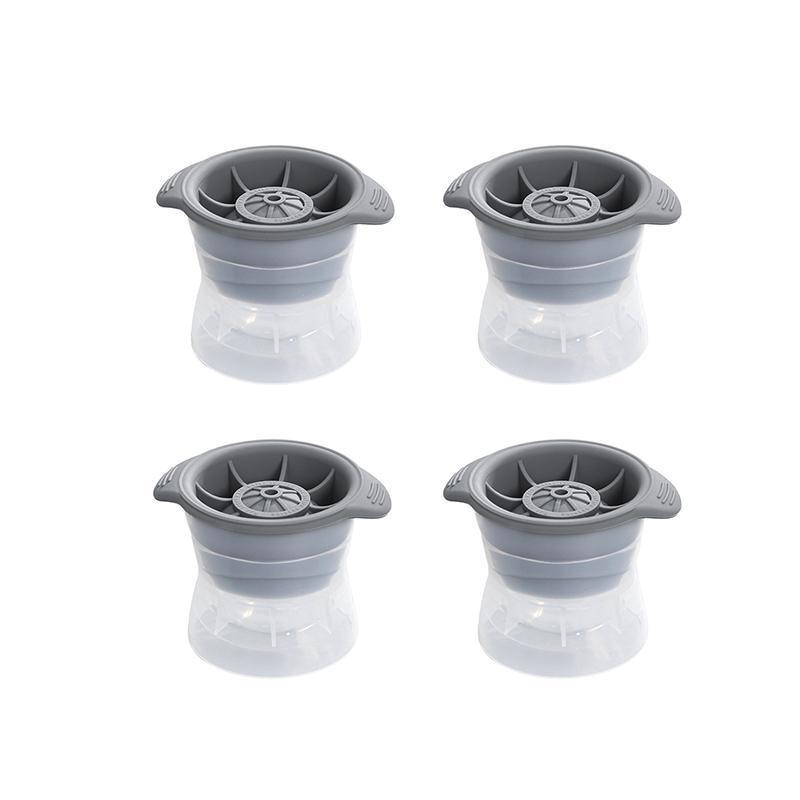 4PCS Whiskey Cocktail Sphere ICE Ball Mold Cube Maker Jelly Silicone Mould Set - Grey