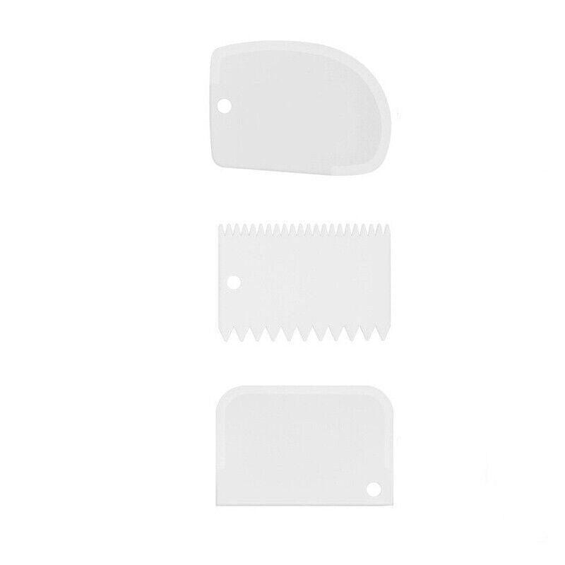 3Pcs Dough Cutter Icing Scraper Kitchen Tool Pastry Bowl Divider Bench Fondant - Pink