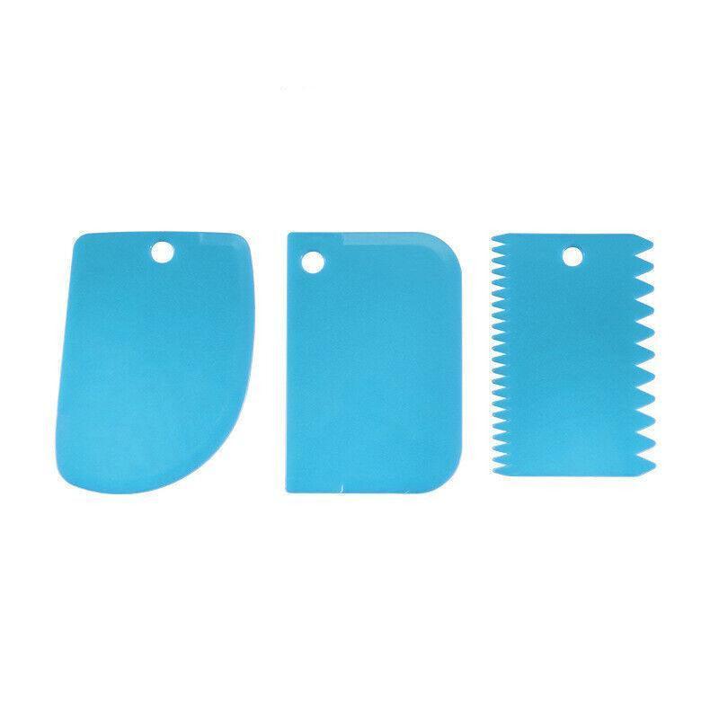 3Pcs Dough Cutter Icing Scraper Kitchen Tool Pastry Bowl Divider Bench Fondant - Yellow
