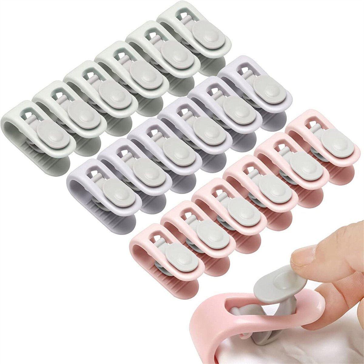 10/20pcs Quilt Retainer Cover Clips Invisible Needle-Free Thumb Buckle Bedding - Pink-10pcs