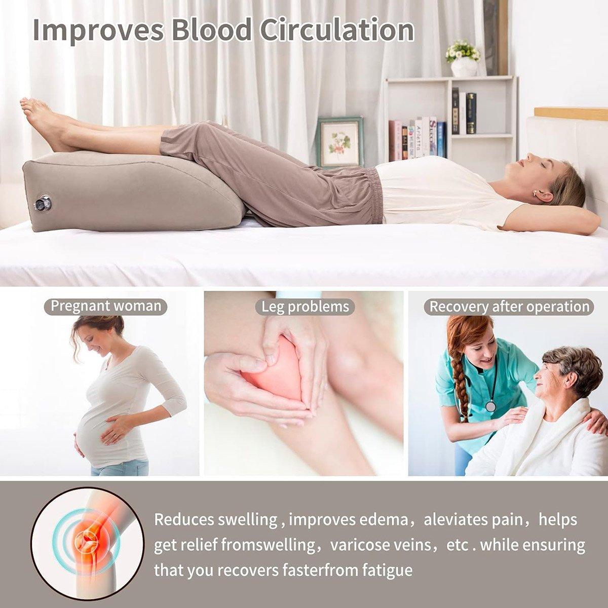 Inflatable PVC Leg Pillow Wedge Triangle Foot Cushion Flocking - Grey