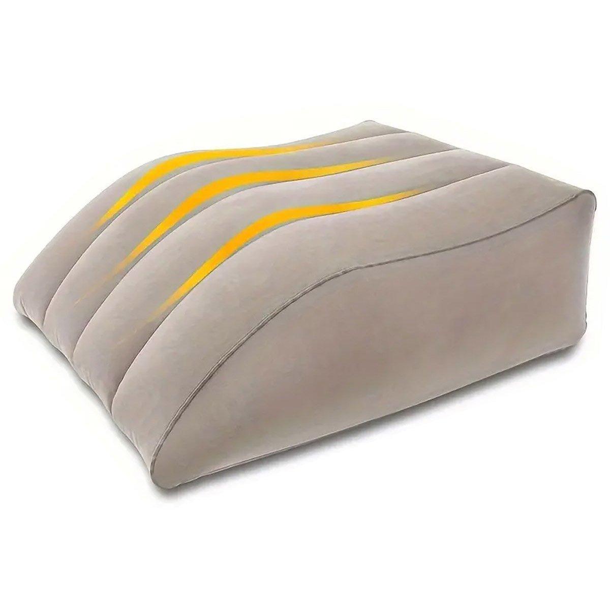 Inflatable PVC Leg Pillow Wedge Triangle Foot Cushion Flocking - Grey