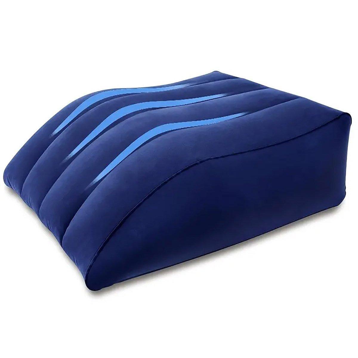 Inflatable PVC Leg Pillow Wedge Triangle Foot Cushion Flocking - Grey