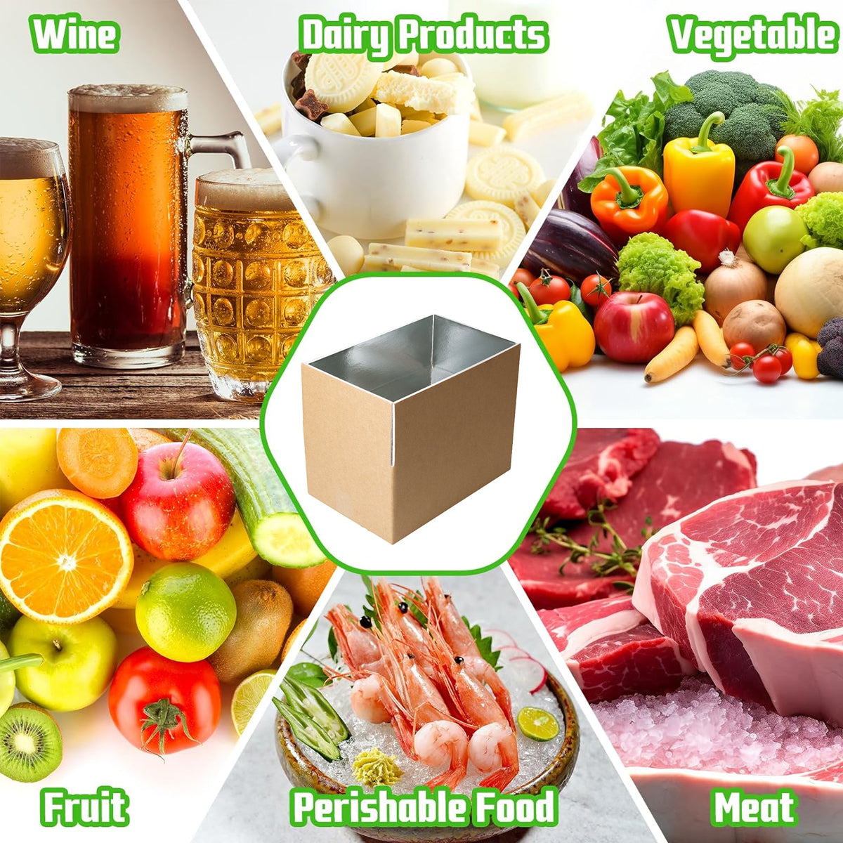 10pcs Insulated Carton Cold Chain Packaging Box Seafood Fresh Fruits Storage - 38.5x25x18.2cm