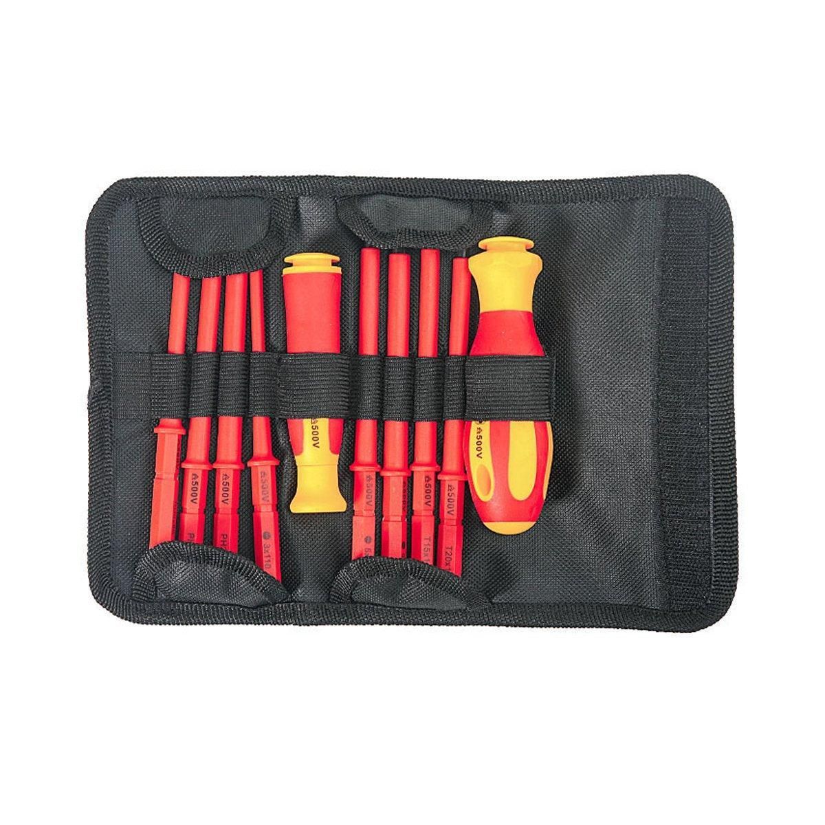 10-Piece Interchangeable Screwdriver Set with Storage Roll
