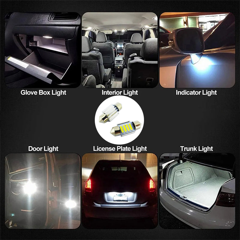 4PCS 31mm 7020 4SMD LED Festoon Interior Dome Map Light Bulbs 12V White