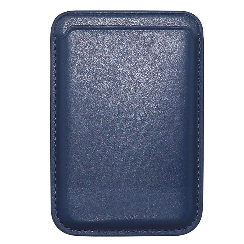 Leather Card Holder Wallet Pocket for iPhone 14 13 Pro Max with Snap-On Attachment - Black