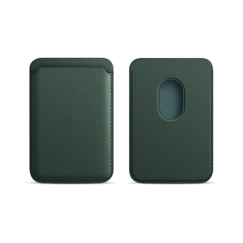 Leather Card Holder Wallet Pocket for iPhone 14 13 Pro Max with Snap-On Attachment - Blue