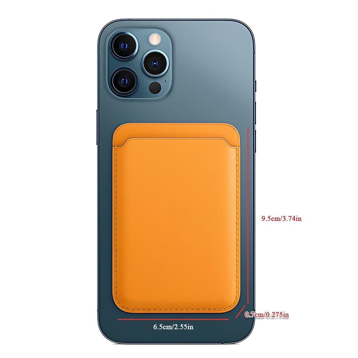 Leather Card Holder Wallet Pocket for iPhone 14 13 Pro Max with Snap-On Attachment - Light Brown