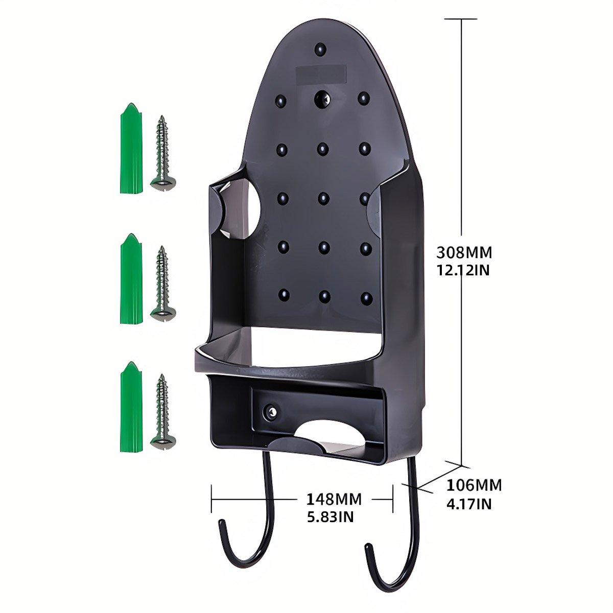 Iron Stand Double Hook Storage Rack Hanging Iron Holder for Home Organisation - Black