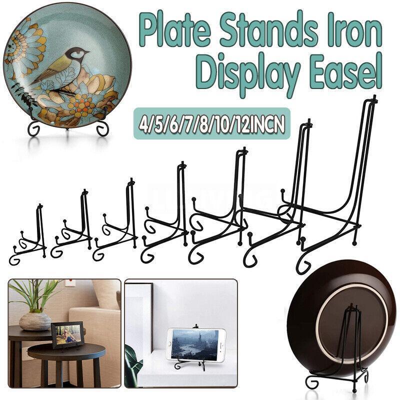 Plate Stands Iron Display Easel Photo Picture Bowl Dish Book Holder Frame Black - 7 Inch