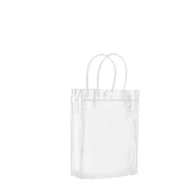 100x PVC Transparent Gift Tote Bag with Snap Button for Packaging - 20*16*8cm