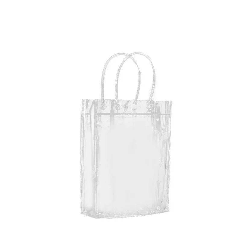 100x PVC Transparent Gift Tote Bag with Snap Button for Packaging - 20*16*8cm