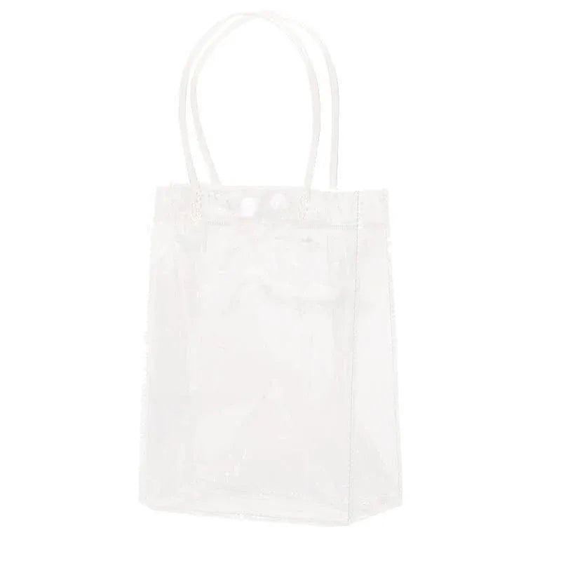 100x PVC Transparent Gift Tote Bag with Snap Button for Packaging - 20*16*8cm