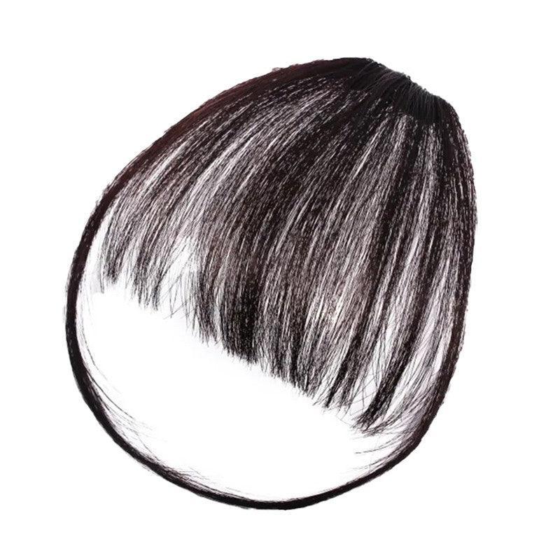 Clip In on Bangs Fringe Fake Hair Extensions Straight Front Neat Hair as Human - Light Brown