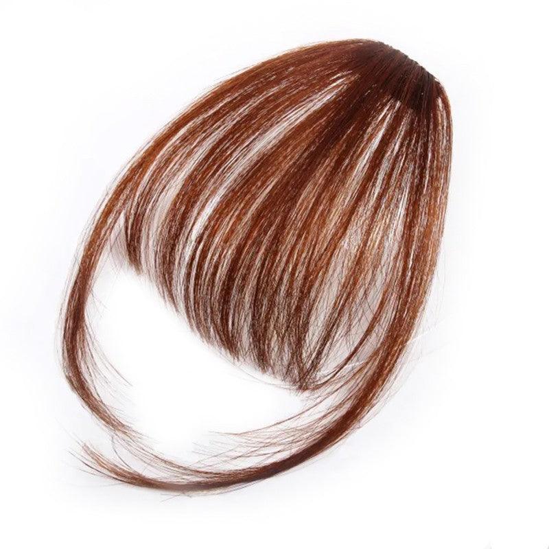 Clip In on Bangs Fringe Fake Hair Extensions Straight Front Neat Hair as Human - Light Brown