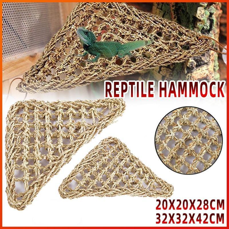 Comfortable and Natural Straw Reptile Bed Hammock for Basking and Relaxation - 20*20*28CM