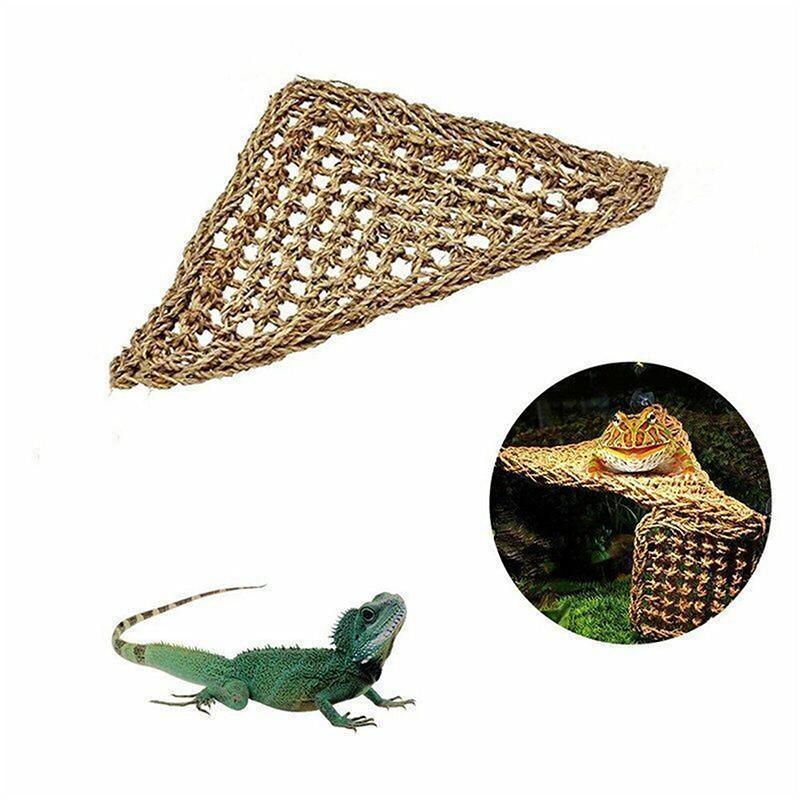 Comfortable and Natural Straw Reptile Bed Hammock for Basking and Relaxation - 32*32*42CM