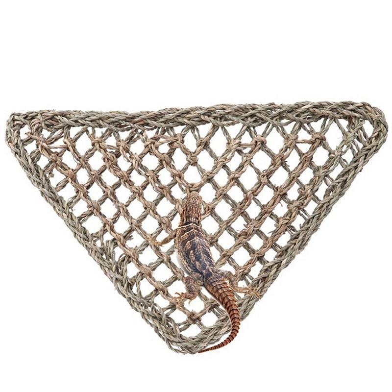 Comfortable and Natural Straw Reptile Bed Hammock for Basking and Relaxation - 32*32*42CM