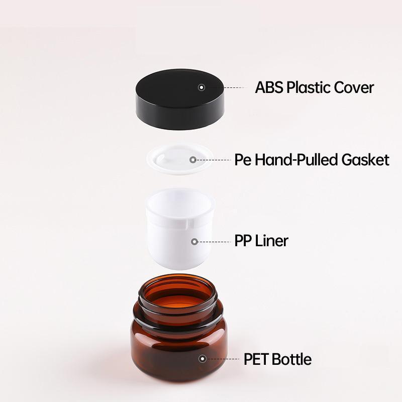 10pcs PET Plastic Cosmetic Bottles Refillable Travel Face Cream Containers - 60ml-Brown+White-Single
