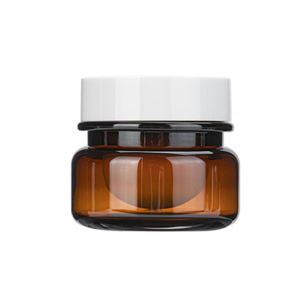 10pcs PET Plastic Cosmetic Bottles Refillable Travel Face Cream Containers - 60ml-Brown+White-Single