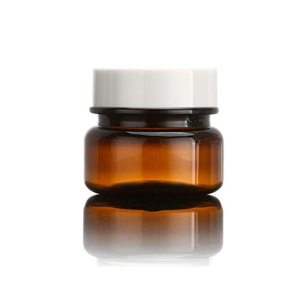 10pcs PET Plastic Cosmetic Bottles Refillable Travel Face Cream Containers - 60ml-Transparent+White-Single