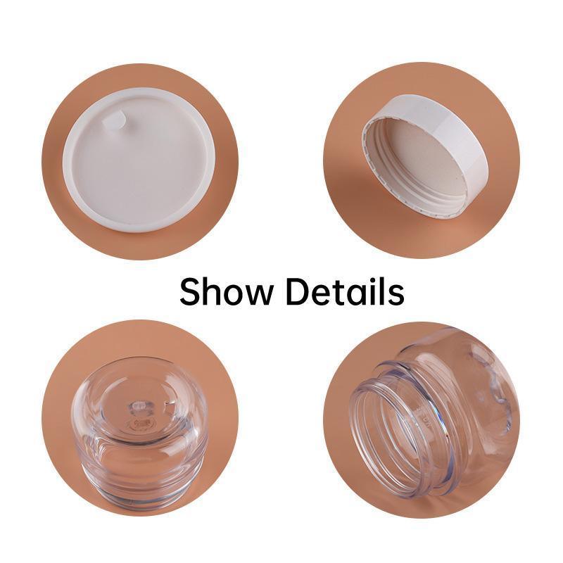 10pcs PET Plastic Cosmetic Bottles Refillable Travel Face Cream Containers - 60ml-Transparent+Black-Single