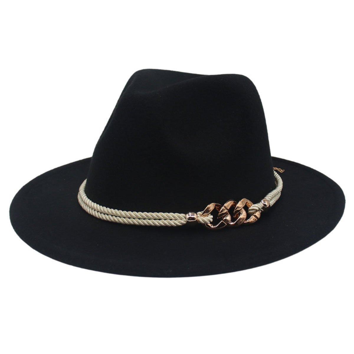Jazz Hat Autumn Winter Retro Large Brim Hat for Men and Women Stylish Headwear - Pink