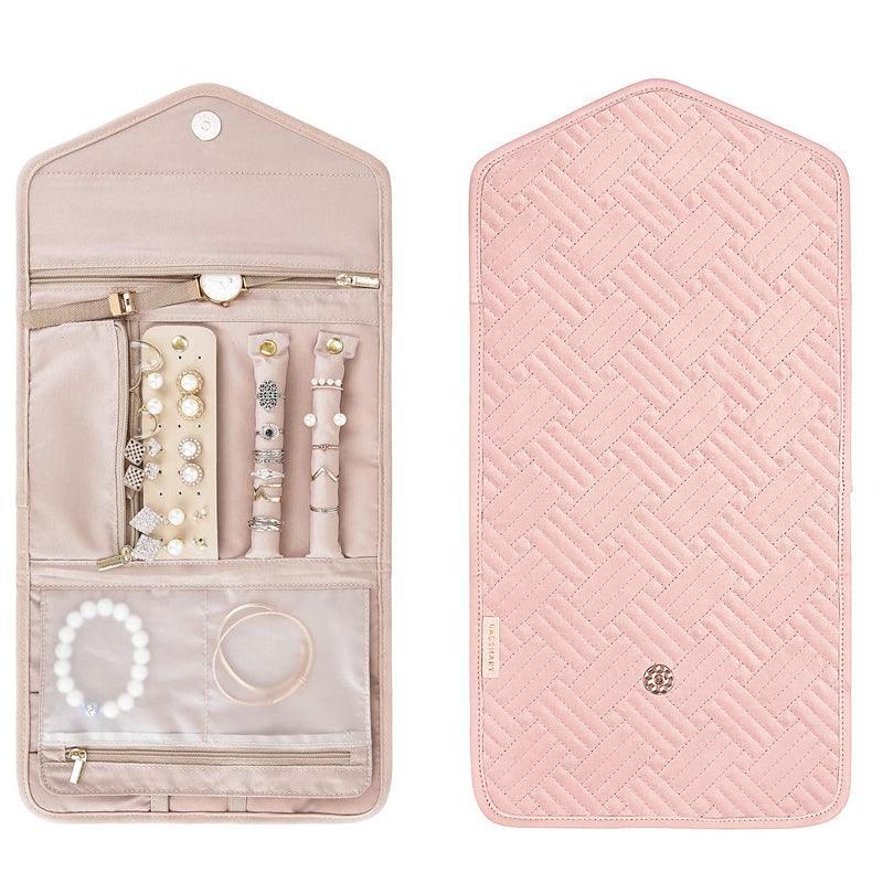 Periea Travel Jewellery Roll -Jewellery Travel Pouch Portable Case Box Organiser - Pink