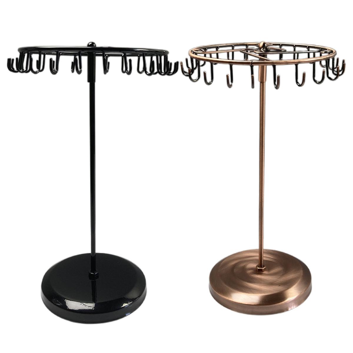 Iron Jewellery Rack Rotating Necklace Display Stand Jewellery Organiser Storage - Black