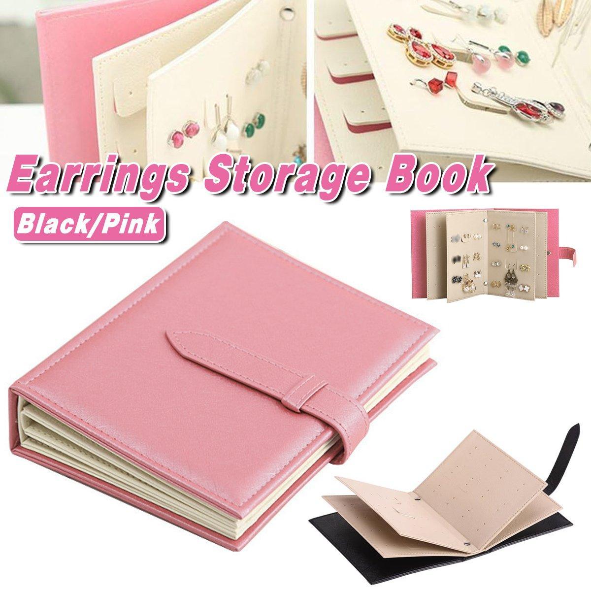 Large Capacity Jewelry Storage Book for Earrings Home Organizer Small Size Box - Pink