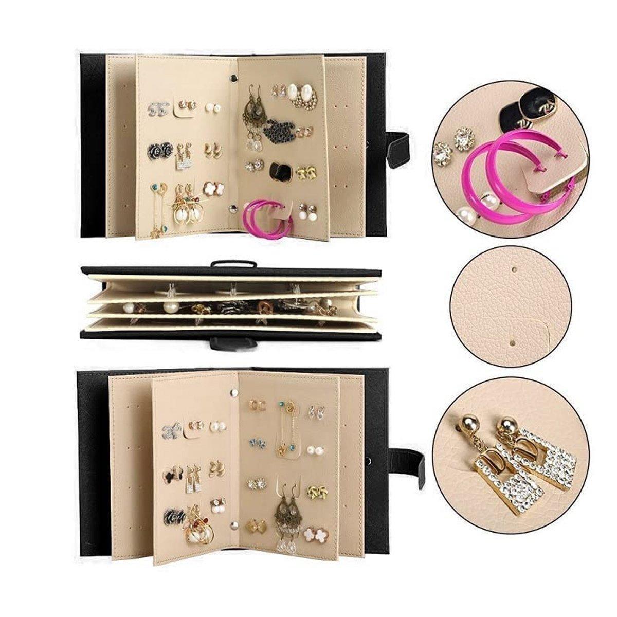 Large Capacity Jewelry Storage Book for Earrings Home Organizer Small Size Box - Pink