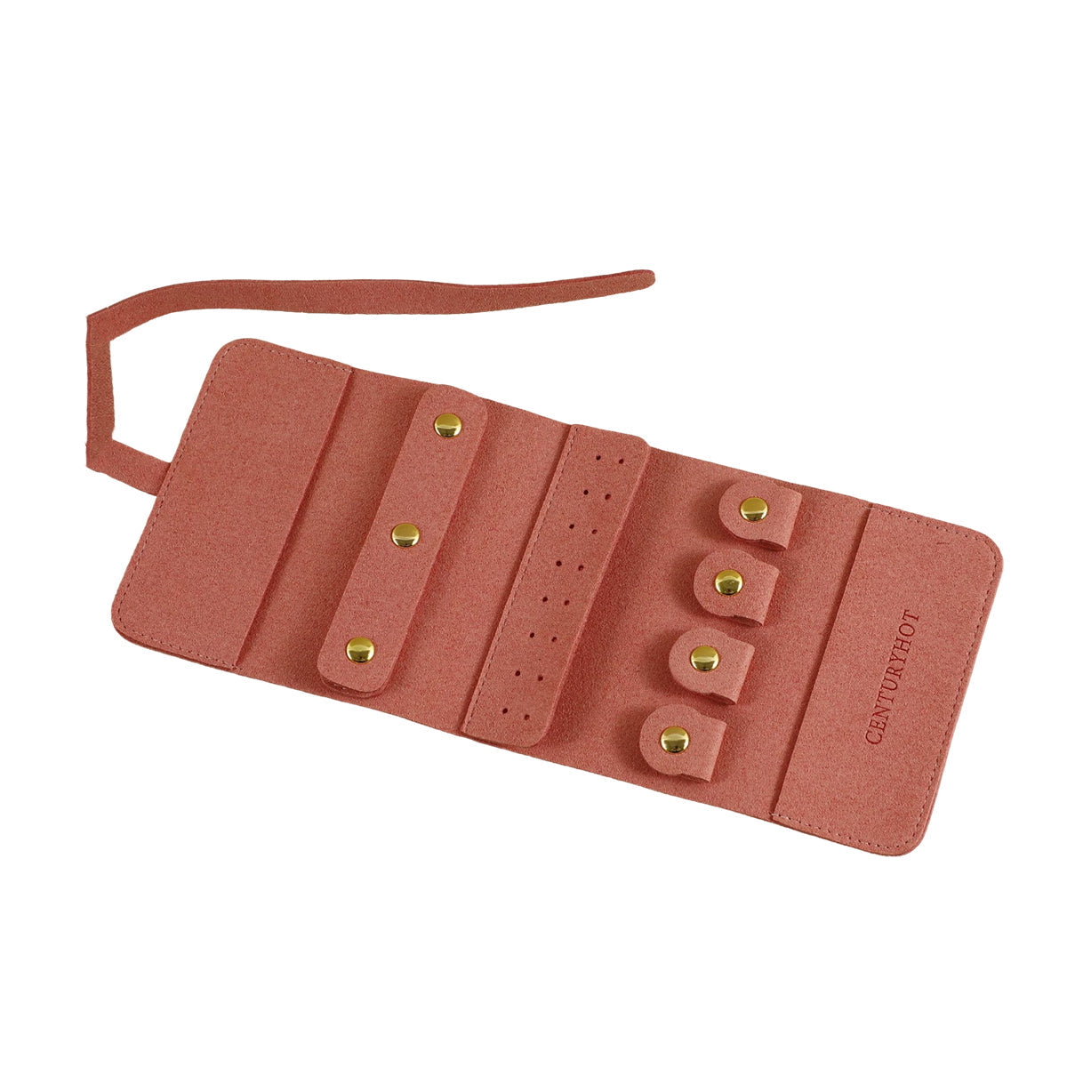 Portable Microfiber Jewelry Storage Bag Roll Organizer for Earrings Necklaces - Brown