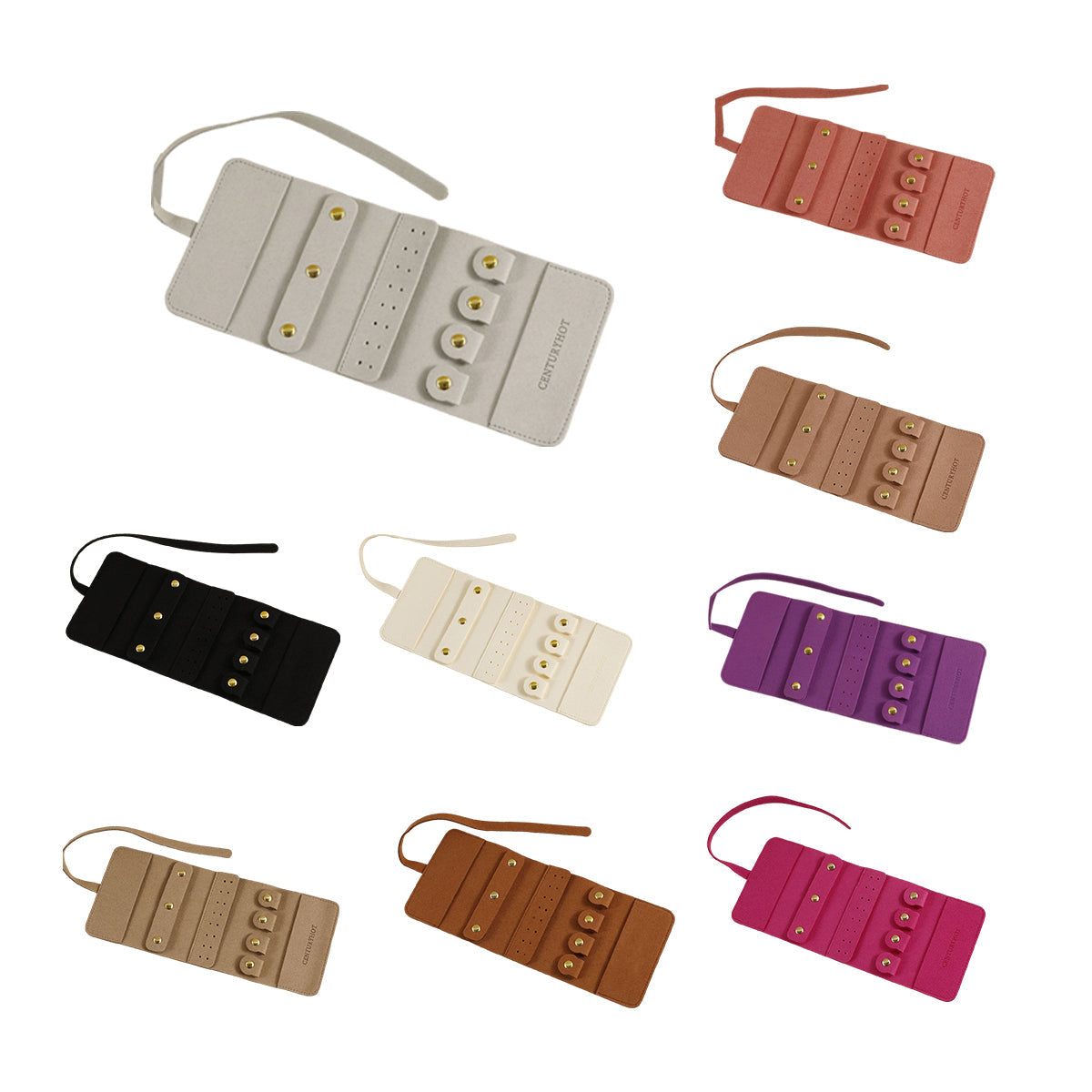 Portable Microfiber Jewelry Storage Bag Roll Organizer for Earrings Necklaces - Purple