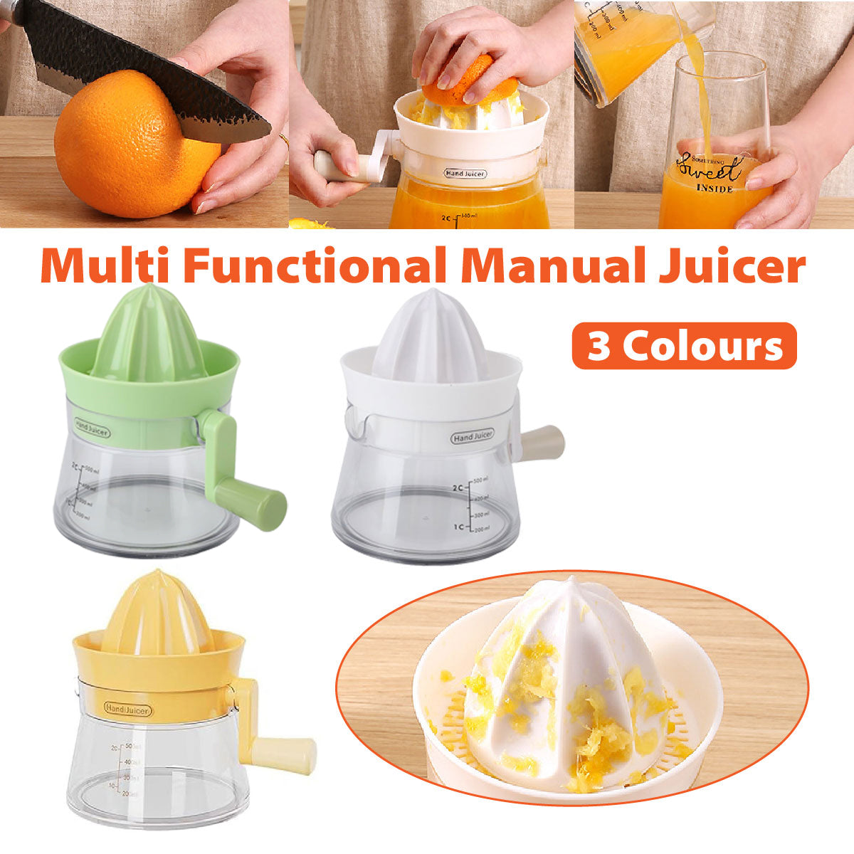 Manual Juice Extractor for Orange Lemon Home Citrus Juicer Hand Compressor - Green