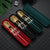 5PC Stainless Steel Portable Cutlery Set -  Fork Spoon for Travel & Picnic - Red