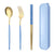 5PC Stainless Steel Portable Cutlery Set -  Fork Spoon for Travel & Picnic - Red