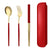 5PC Stainless Steel Portable Cutlery Set -  Fork Spoon for Travel & Picnic - Red